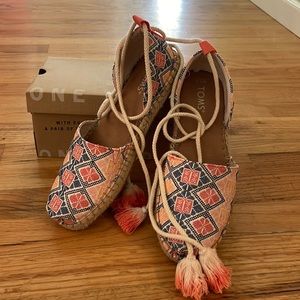 Tom’s Katalina shoes with geometric embroidery pattern